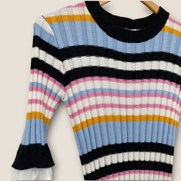Endless Rose Bell Sleeve Striped Midi Sweater Dress Small - Picture 12 of 14